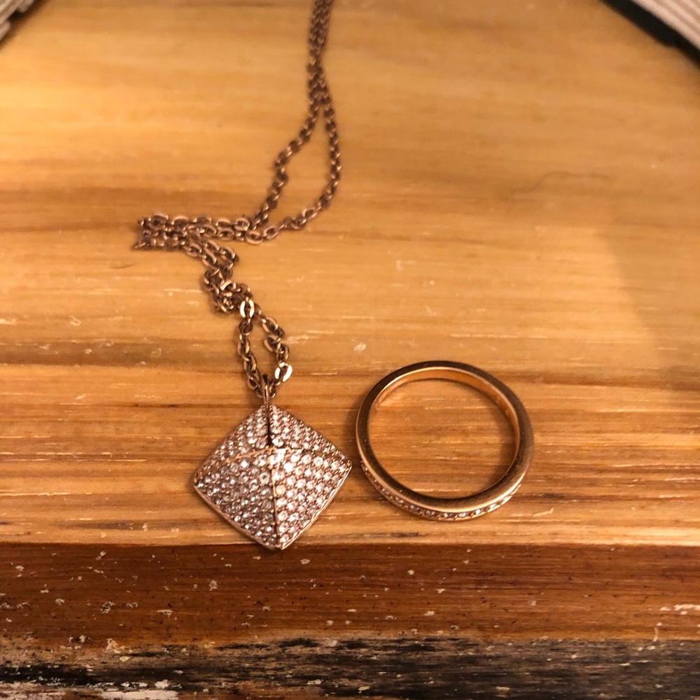 Official Swarovski Rose Gold Necklace and Ring Set